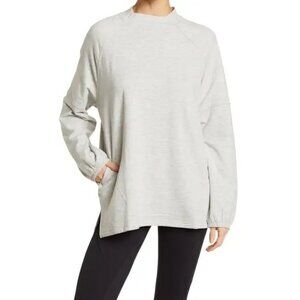 Z by Zella Cozy Heather Grey Mock Neck Long Sleeve Pullover